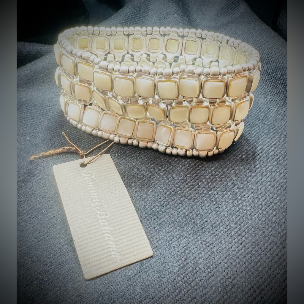 Tommy Bahama Beige And Silver Bracelet Trio